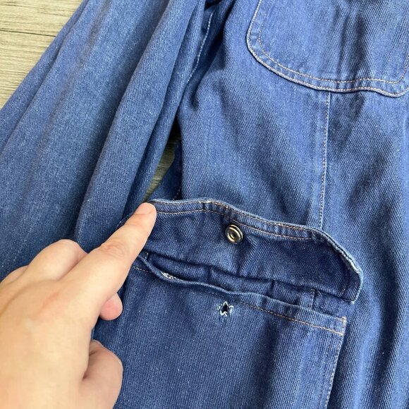 Vintage 80s Chinese Shanghai Tenth Department Store Denim Chore Jacket Size M - Picture 5 of 6
